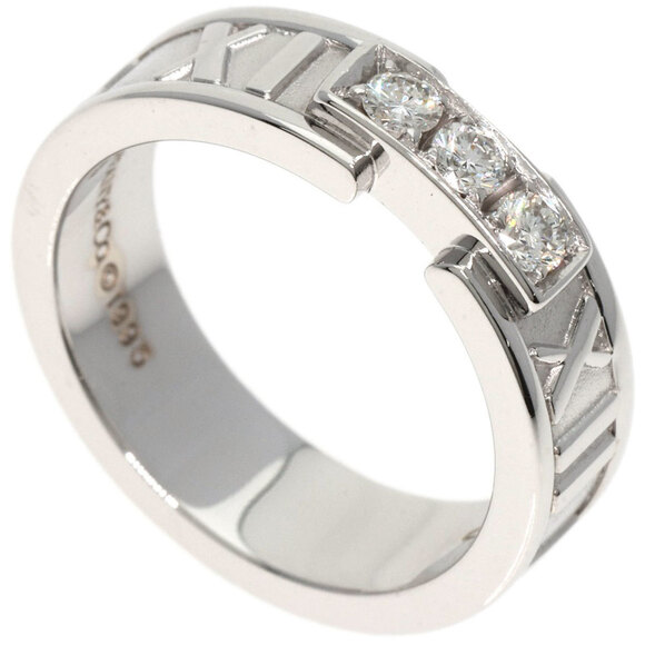 TIFFANY & CO. 18k White Gold Diamond Atlas Ring - Picture 1 of 11